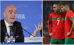 ما خطبك أنت؟ مشادة كلامية بين أشرف حكيمي وإنفانتينو رئيس فيفا بعد الخسارة أمام كرواتيا