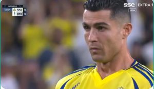 "Ronaldo's first goal against Al-Orobah in the Saudi League today."