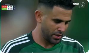 "Watch Riyad Mahrez's stunning chance in the last seconds against Al-Hilal that took everyone's breath away in the stadium."