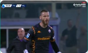 "Watch: Spanish goalkeeper De Gea saves two penalty kicks against Milan in the Italian League."