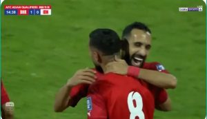The historic free-kick scored by the Bahraini player against Indonesia in the Asian World Cup qualifiers.