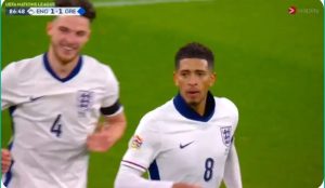 The last-minute goal by Bellingham that saved England from defeat against Greece.