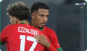 Translation:   Azzedine Ounahi's stunning goal against Central Africa in the Africa Cup of Nations qualifiers.