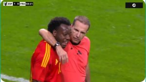 A stunning incident led to the suspension of the Spain vs. France match, causing a Spanish player to break down in tears.