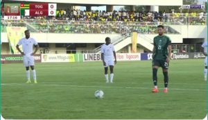 The incredible penalty executed by the Algerian player Ramy Bensebaini against Togo in the African Cup of Nations qualifiers.