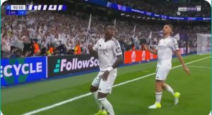 Watch Vinicius' insane hat-trick goal against Dortmund just seconds before the match ends