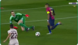 Barcelona's very quick goal against Bayern Munich after only 55 seconds from the start