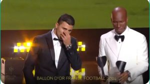 Watch what happened the moment Rodri was announced as having won the Ballon d'Or after stealing it from Vinicius Junior