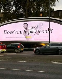 Does Vini Jr Even Play Table Tennis?” – Shocking Billboard in London Sparks Outrage Among Fans