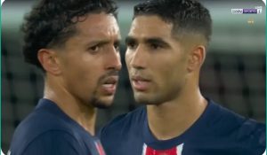 Watch the strange scenario that happened with Achraf Hakimi and Paris Saint-Germain in the last second of the match against Atletico Madrid.