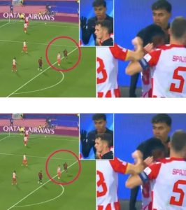 Who was the first to come to Lamine Yamal’s defence after Red Star Belgrade players crowded Barca youngster – spotted