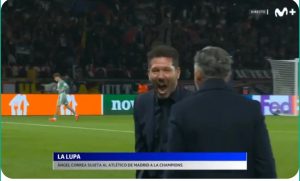 Diego Simeone's celebration, which became the talk of the entire world because of the madness he did after his team's victory over Paris in the last second of the match.
