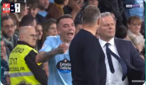 The shot that turned the entire world around and will cause the laws of football to change because of what the referee of the Barcelona-Celtaviego match did in this strange, scandalous scene.