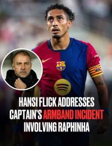 I didn’t notice this detail’: Hansi Flick on Raphinha not passing the captain’s armband to Frenkie de Jong