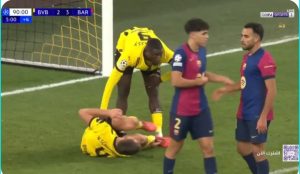 A difficult moment. He spoke with a Dortmund player while taking a direct free kick against Barcelona in the last second of the match