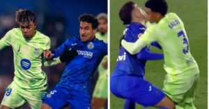 Barcelona are finding it tough to make progress against Getafe in their away match, which is hardly surprising.  What is worrying for many Barca fans is the approach Getafe are taking to disrupt their play.  Jose Bordalas’s side has been notably physical, often committing fouls throughout the game.  In addition to their rough tactics, Getafe players seem to be attempting to deceive the referee by exaggerating fouls.  A clear example of this was Alena’s dramatic reaction after a collision with Balde, where he seemed to overplay the impact.