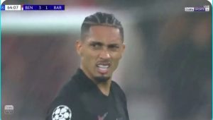 The dramatic scene that requires scientists and experts to explain to the whole world what happened in Rafinha’s amazing goal that started the remontada against Benfica.
