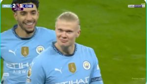 Watch the strange way in which Haaland scored a fantastic goal against Chelsea in the English Premier League today