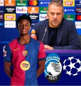 𝐅𝐋𝐀𝐒𝐇 𝐁𝐀𝐑𝐂̧𝐀 ⤵️ 🎙️ Alejandro Baldé is a jogador who accompanied Hansi Flick at the conference before the LDC party 🆚 Atalanta