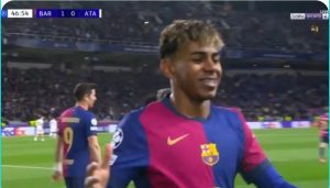 Watch Lamine Yamal's legendary goal against Atalanta after he dribbled past the goalkeeper with amazing skill and incredible speed.