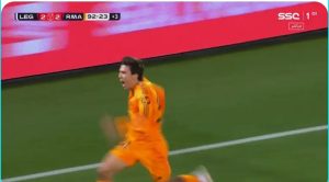 Watch the legendary method used by the Moroccan Brahim Diaz in the winning goal that qualified Real Madrid to the semi-finals of the Spanish Cup, and the crazy, hysterical joy of the talented Garcia in this scene.