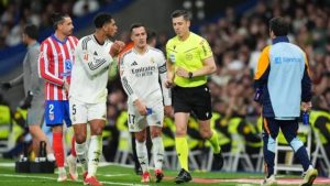 Most ridiculous penalty you’ll see in your life’ – Real Madrid stars and Carlo Ancelotti in disbelief while fans go crazy over ‘perversion of the rules’ as Atletico Madrid given controversial spot kick days after Los Blancos lodge official complaint against La Liga referees