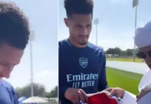William Saliba’s reaction after fan mentions Real Madrid transfer has got Arsenal supporters extremely worried