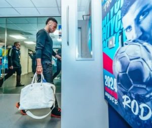 Man City put giant image of Rodri with Ballon d’Or in Etihad tunnel for all Real Madrid players to see