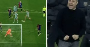 Hansi Flick’s INTENSE reaction to Inigo Martinez’s header against Atletico – caught on cameraHonestly, that’s the perfect response to going from 0-2 down to 3-2 up.