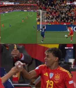 Watch the exceptional way Lamine Yamal scored a fantastic goal against the Netherlands today.