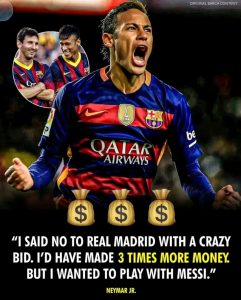In a recent interview with Podpah, Neymar da Silva Santos Júnior shared a pivotal moment from his career—his decision to turn down Real Madrid and join FC Barcelona. The Brazilian football star revealed that Real Madrid had made him an offer so lucrative it could be considered a “blank check,” promising him a salary that would have made him one of the highest-paid players globally. Despite the financial temptation, Neymar’s heart was set on Barcelona.