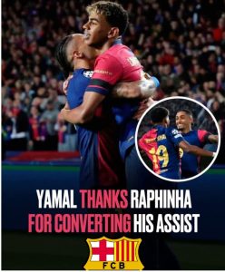 He was attentive’: Yamal thanks Raphinha for converting his assist in Banefica win More on Tribuna.com: https://tribuna.com/en/news/2025-03-12-he-was-attentive-yamal-thanks-raphinha-for-converting-his-assist-in-banefica-win/?utm_source=facebook&utm_medium=bekc&utm_campaign=fcben?utm_source=copy