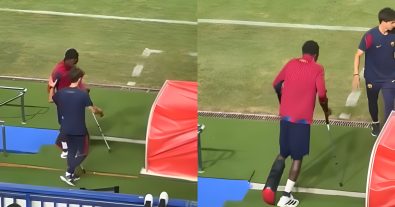 Breaking.. Jesse Bisiwu Appears on Crutches After Injury as Flick’s Concern Grows at Barcelona