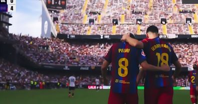 Pedri’s historic fourth goal against Valencia, leaving the commentator, fans, and defenders stunned by the incredible way he finished the move… and the moment that set the entire Barcelona stadium on fire!