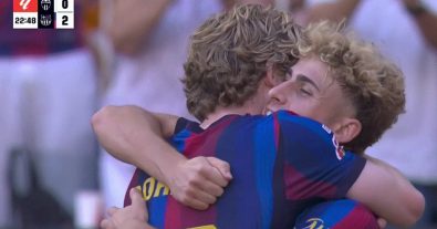 WATCH Fermín López’s second goal for Barcelona against Valencia… Anthony Gordon with the assist, followed by a CRAZY celebration that set the stands on fire!